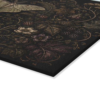 Mystic Moth & Moon Glass Cutting Board — Botanical Night Kitchen Decor