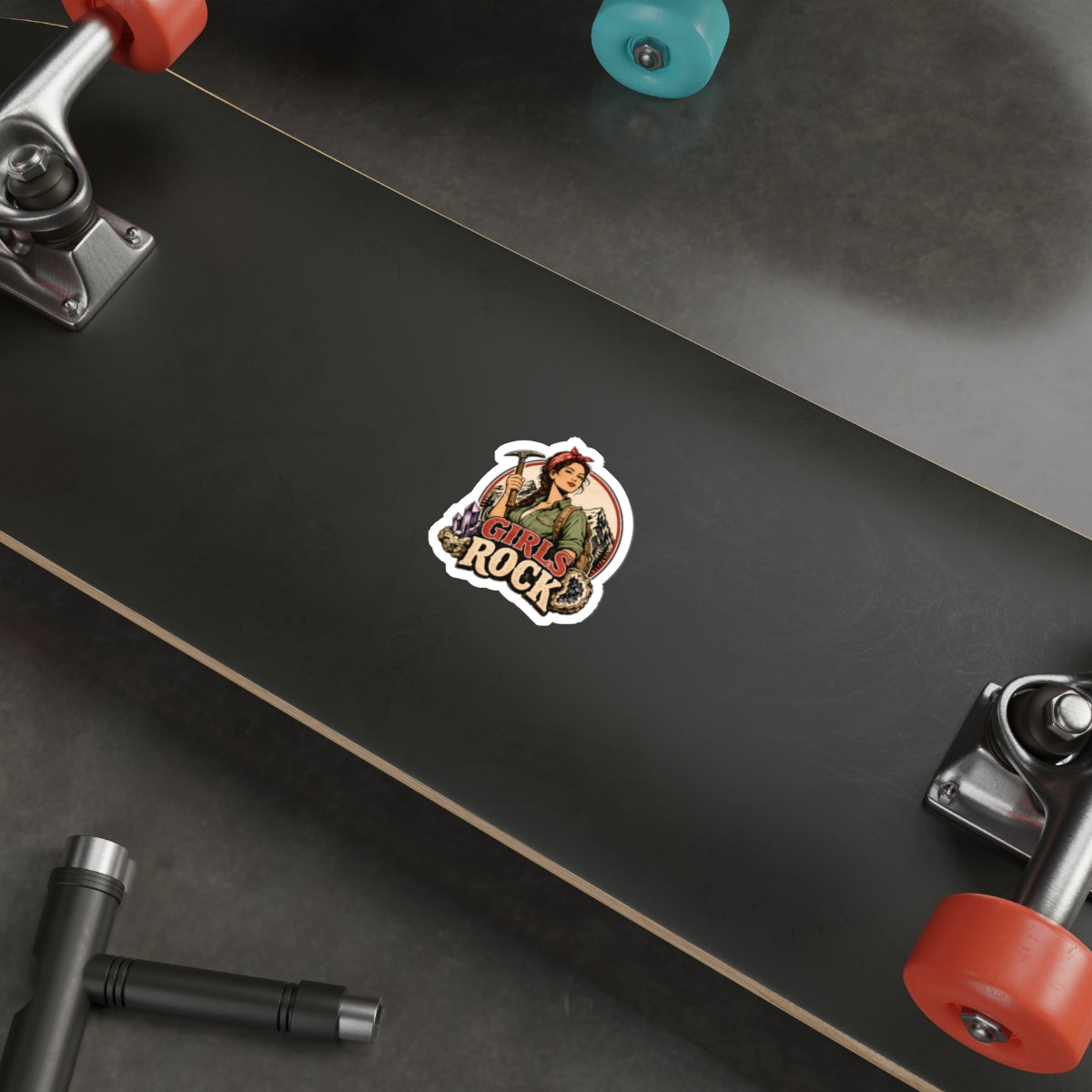Retro Girls Rock Climbing Miner sticker | Rockhounding Mountain Nature Lover Die-Cut Sticker