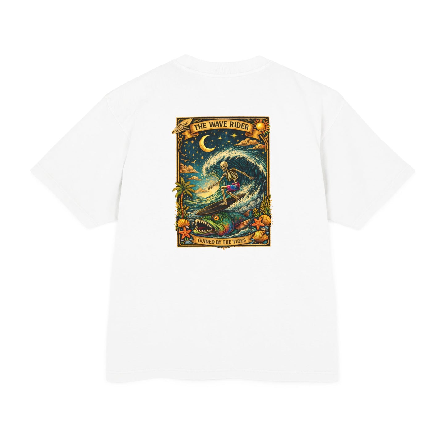 Wave Rider Surf Skeleton Tee — Retro Night Surf Graphic T-Shirt