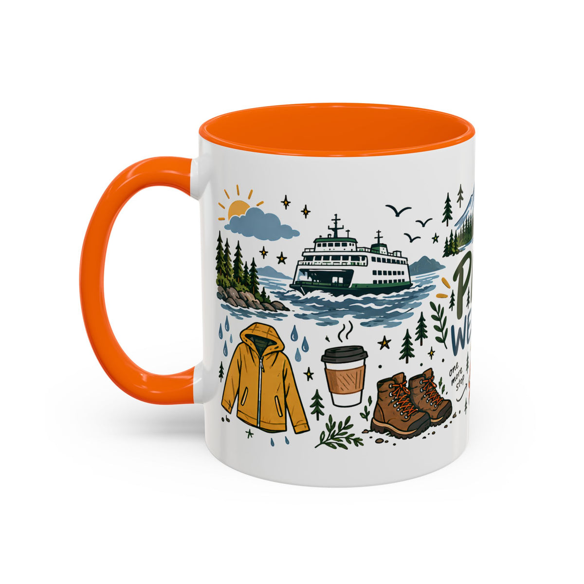 PNW Weekend Accent Coffee Mug — Pacific Northwest Adventure Travel Design (11/15 oz)
