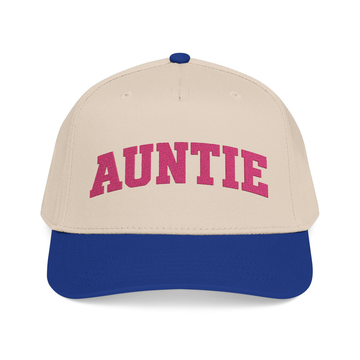 Auntie Baseball Cap — Pink Text Mid-Profile Hat