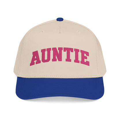 Auntie Baseball Cap — Pink Text Mid-Profile Hat