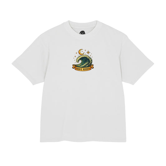 Wave Rider Surf Skeleton Tee — Retro Night Surf Graphic T-Shirt