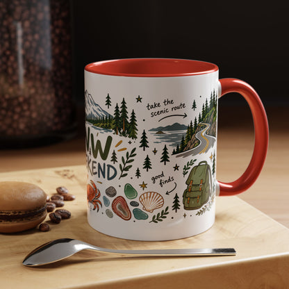 PNW Weekend Accent Coffee Mug — Pacific Northwest Adventure Travel Design (11/15 oz)