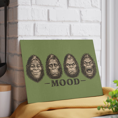 Glass Cutting Board — 'Mood' Bigfoot Sasquatch Faces Decorative Kitchen Board