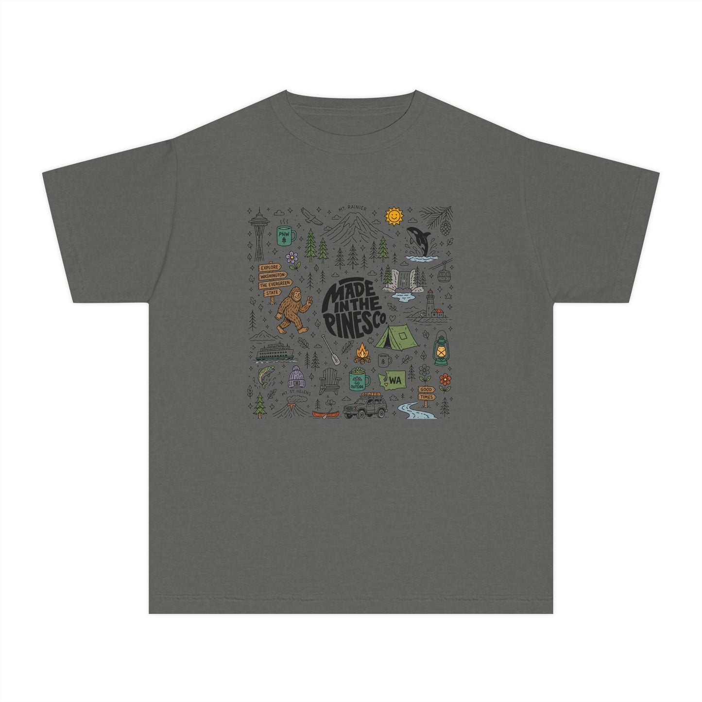 Pacific Northwest Pines Doodle Youth Tee