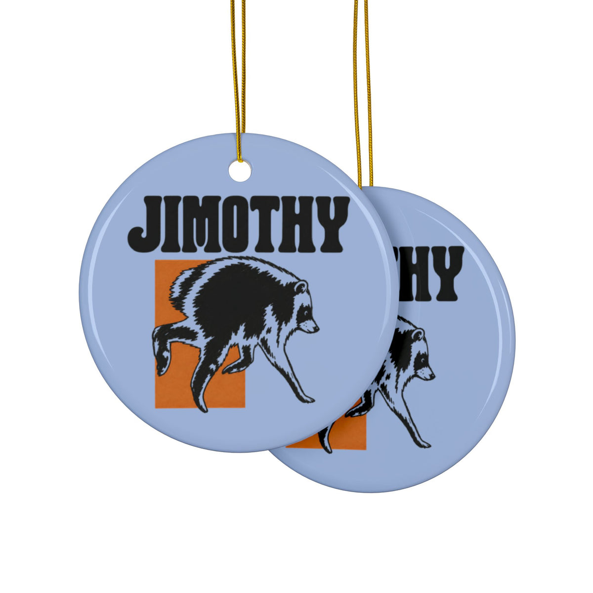 Jimothy Raccoon Illustration Ceramic Ornament | Double-Sided Round Ornament