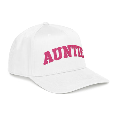 Auntie Baseball Cap — Pink Text Mid-Profile Hat