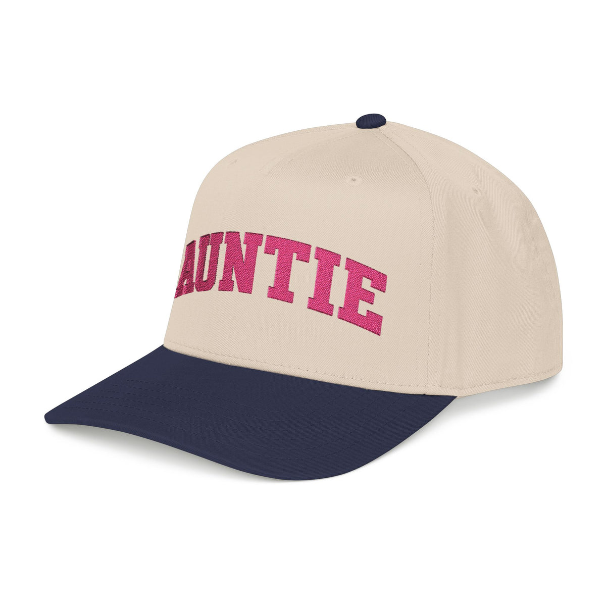 Auntie Baseball Cap — Pink Text Mid-Profile Hat