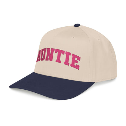 Auntie Baseball Cap — Pink Text Mid-Profile Hat