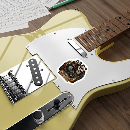 Dad's Rock 'n' Roll Skull Guitar Beer Die-Cut Sticker