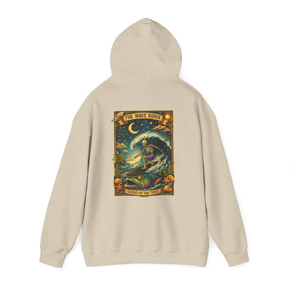 Tarot Surf Hoodie — The Wave Rider Skeleton Surfing Fish, Celestial Ocean Pullover