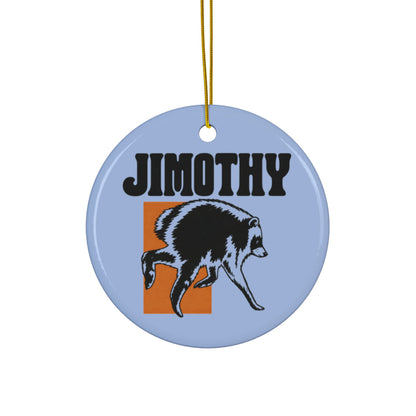 Jimothy Raccoon Illustration Ceramic Ornament | Double-Sided Round Ornament