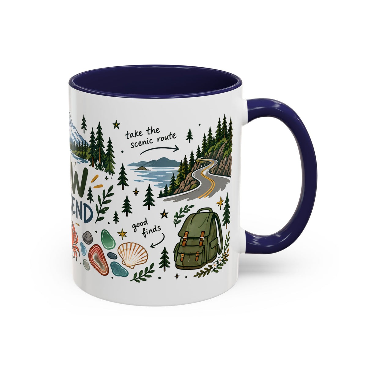 PNW Weekend Accent Coffee Mug — Pacific Northwest Adventure Travel Design (11/15 oz)