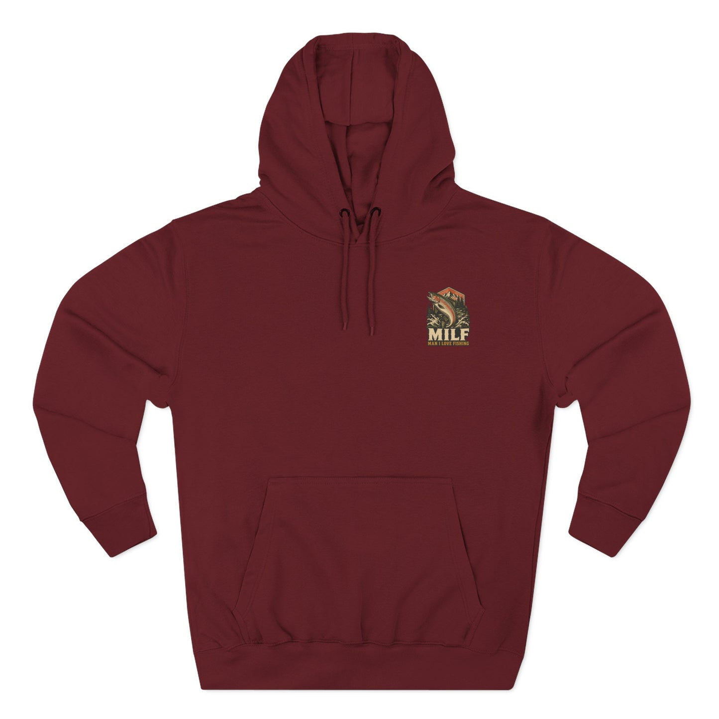 Fishing Hoodie — 'MILF (Man I Love Fishing)' Retro Trout Graphic