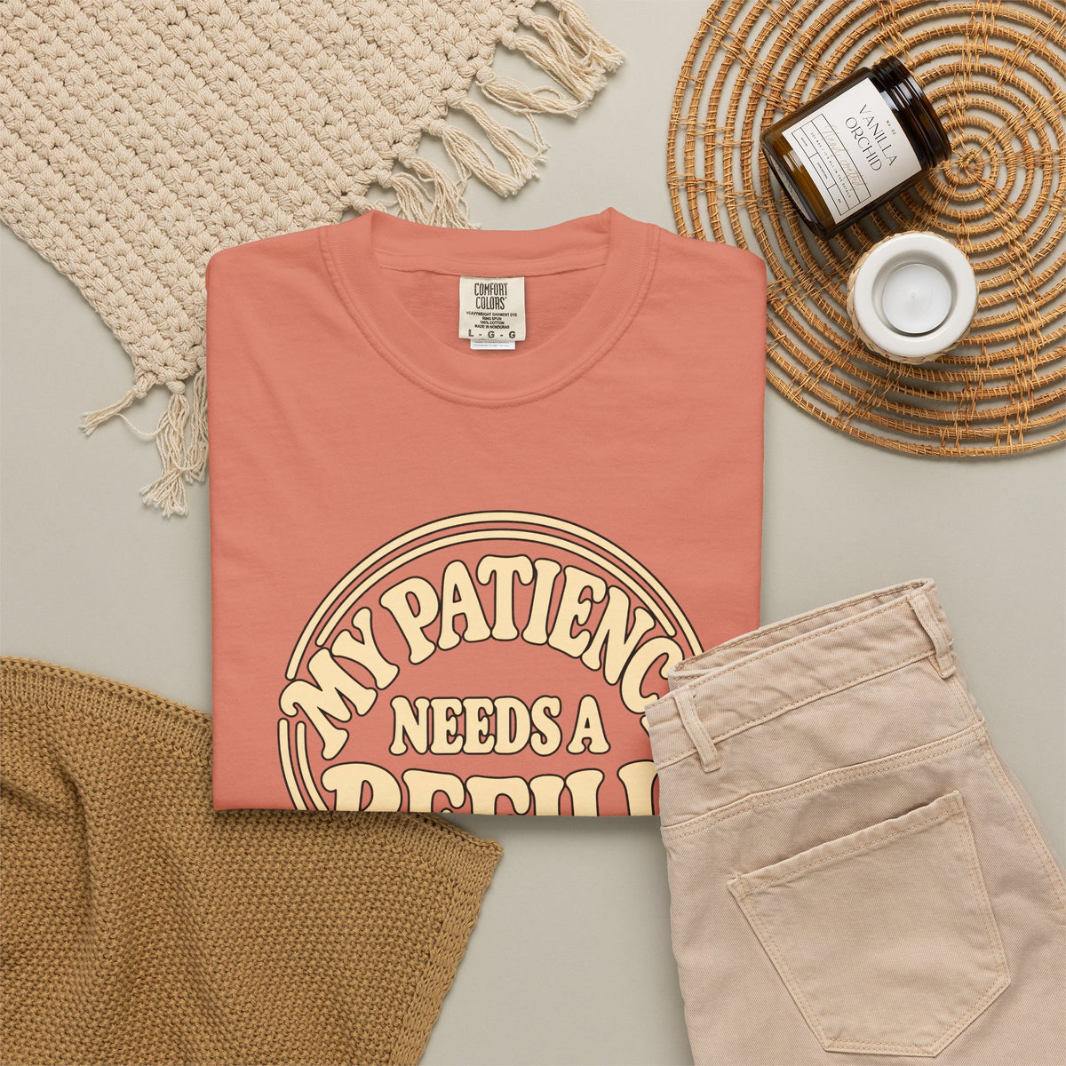 T-Shirt — “My Patience Needs a Refill” Retro Graphic Tee