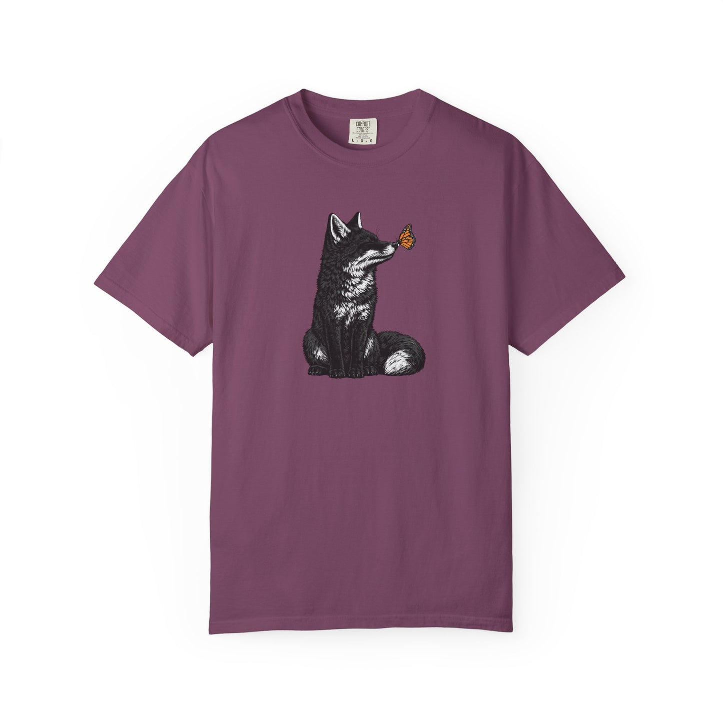 Butterfly Kissing Fox T-Shirt | Fox and Butterfly Illustration Tee
