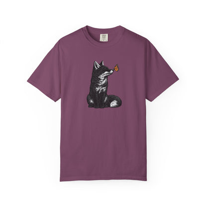 Butterfly Kissing Fox T-Shirt | Fox and Butterfly Illustration Tee