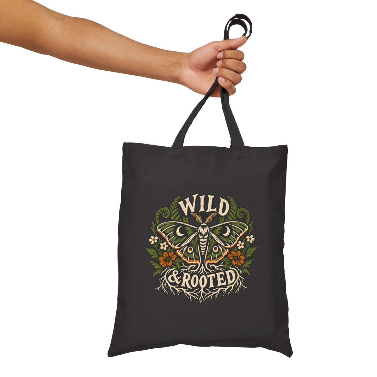 Tote Bag — Wild & Rooted Moth Illustration Canvas Tote