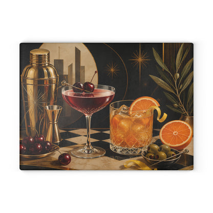 Cocktail Glass Cutting Board — Vintage Bar Art Glass Chopping Board