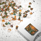 Psychedelic Sun Jigsaw Puzzle, Hippie Mushroom Art, Groovy Mountain Landscape, Boho Nature Puzzle, Gift for Puzzle Lovers