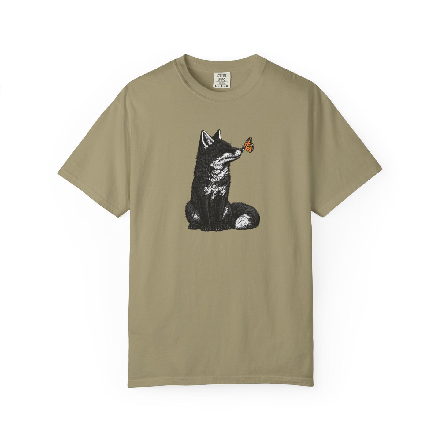 Butterfly Kissing Fox T-Shirt | Fox and Butterfly Illustration Tee