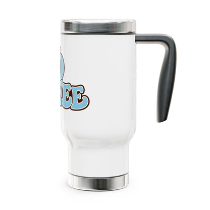 Iced Coffee Travel Mug — "Powered by Iced Coffee" 14oz Stainless Steel Tumbler with Handle