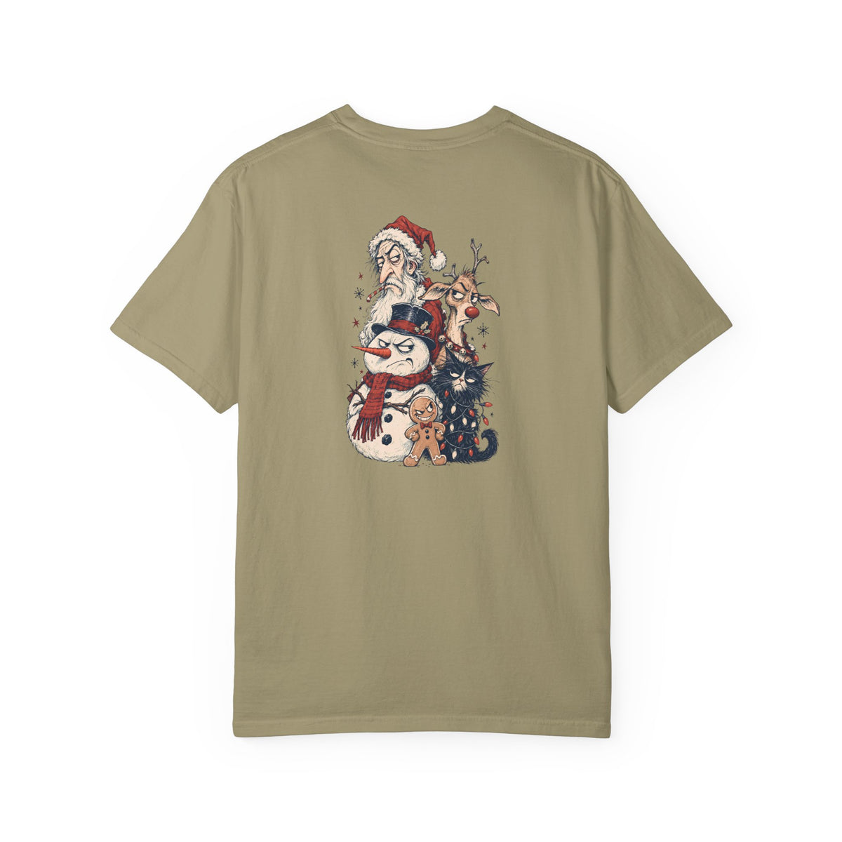 Santa, Snowman & Reindeer Christmas Stack T-shirt | Holiday Character Tee