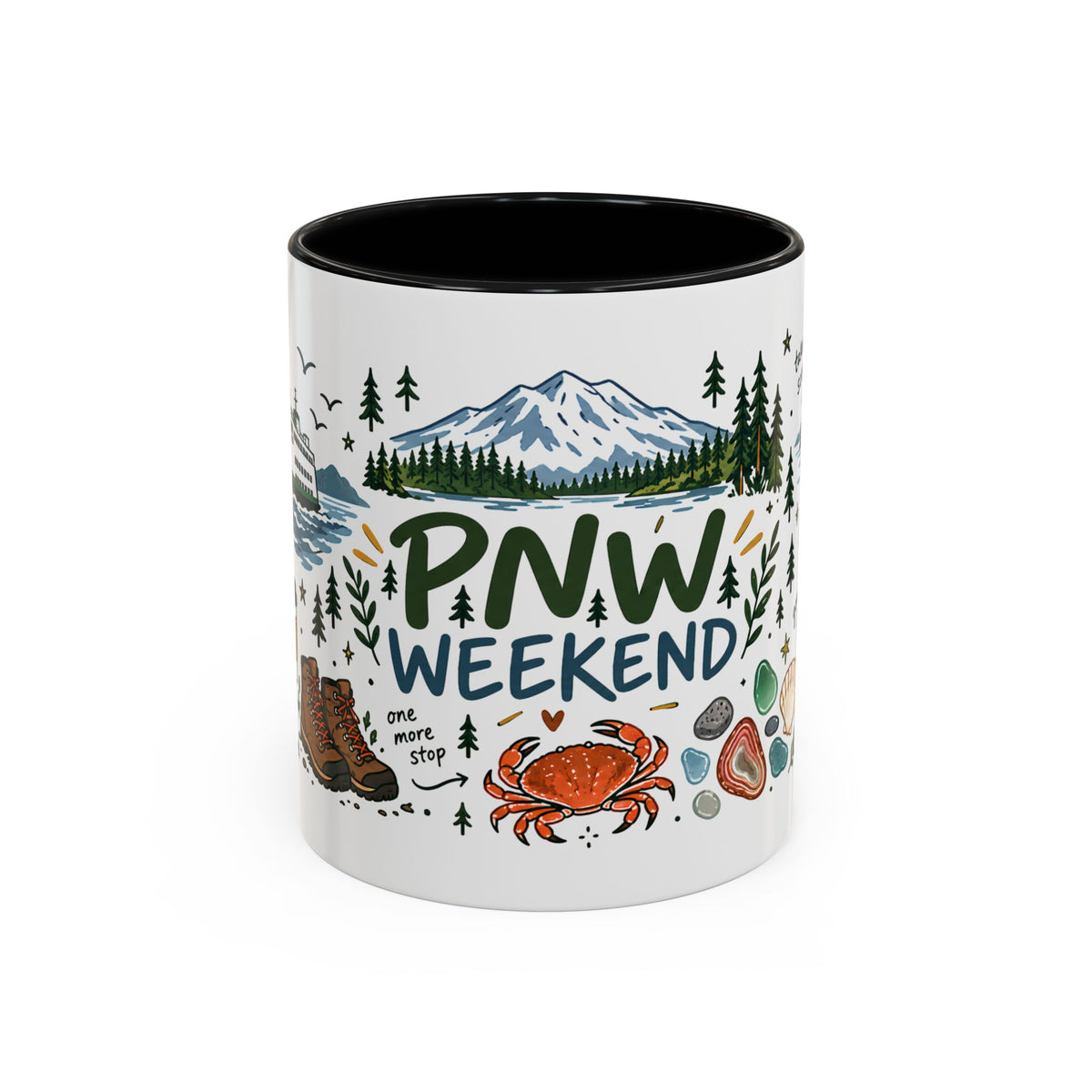 PNW Weekend Accent Coffee Mug — Pacific Northwest Adventure Travel Design (11/15 oz)