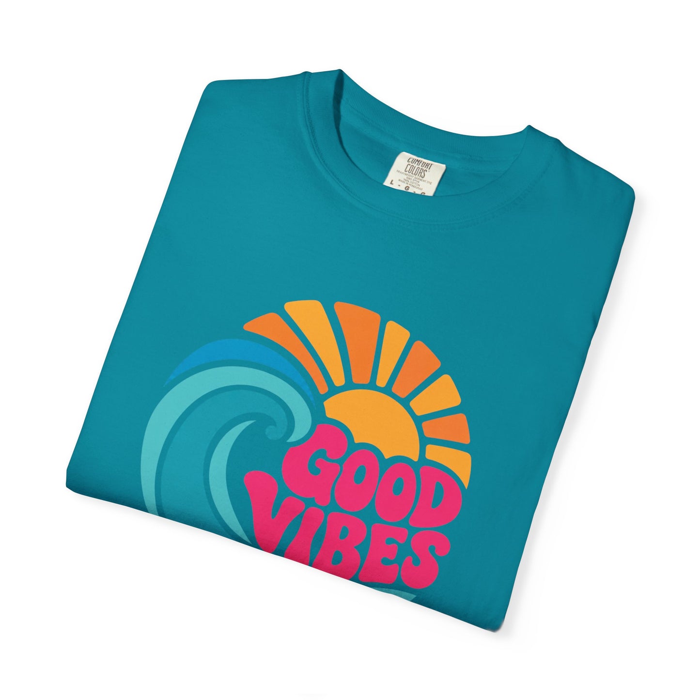 Good Vibes Ocean Retro Beach Graphic T-shirt | Summer Wave Coastal Vacation Tee