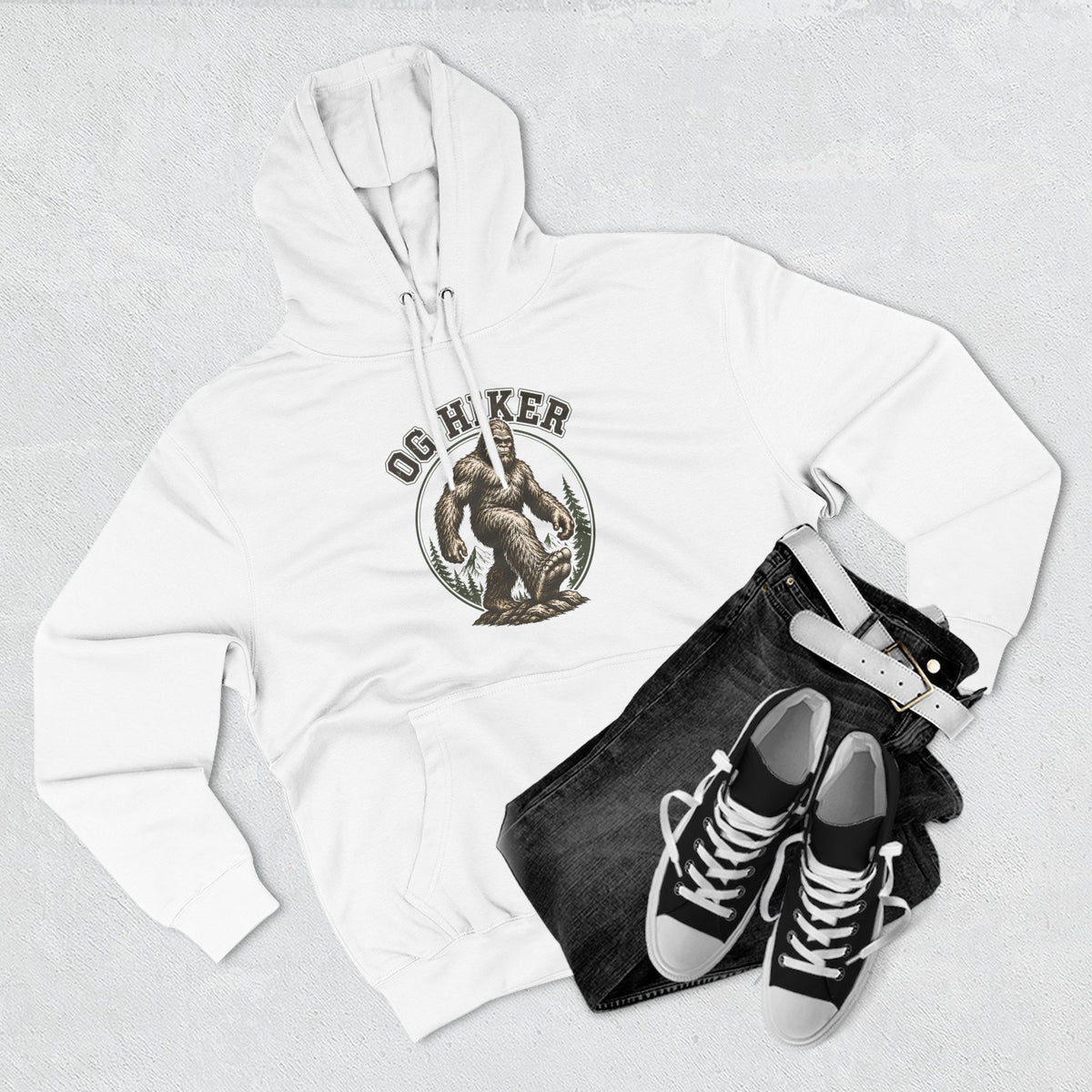 Bigfoot OG Hiker Fleece Hoodie — Vintage Sasquatch Graphic Pullover