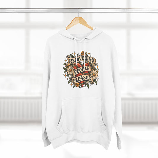 Recovering People Pleaser Hoodie — Vintage Floral Self-Care Pullover