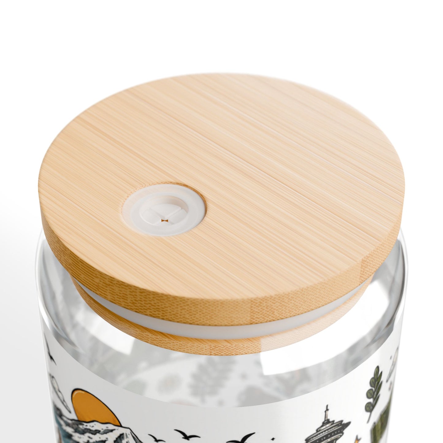 Woodland Camping Pattern Sipper Glass | 16oz