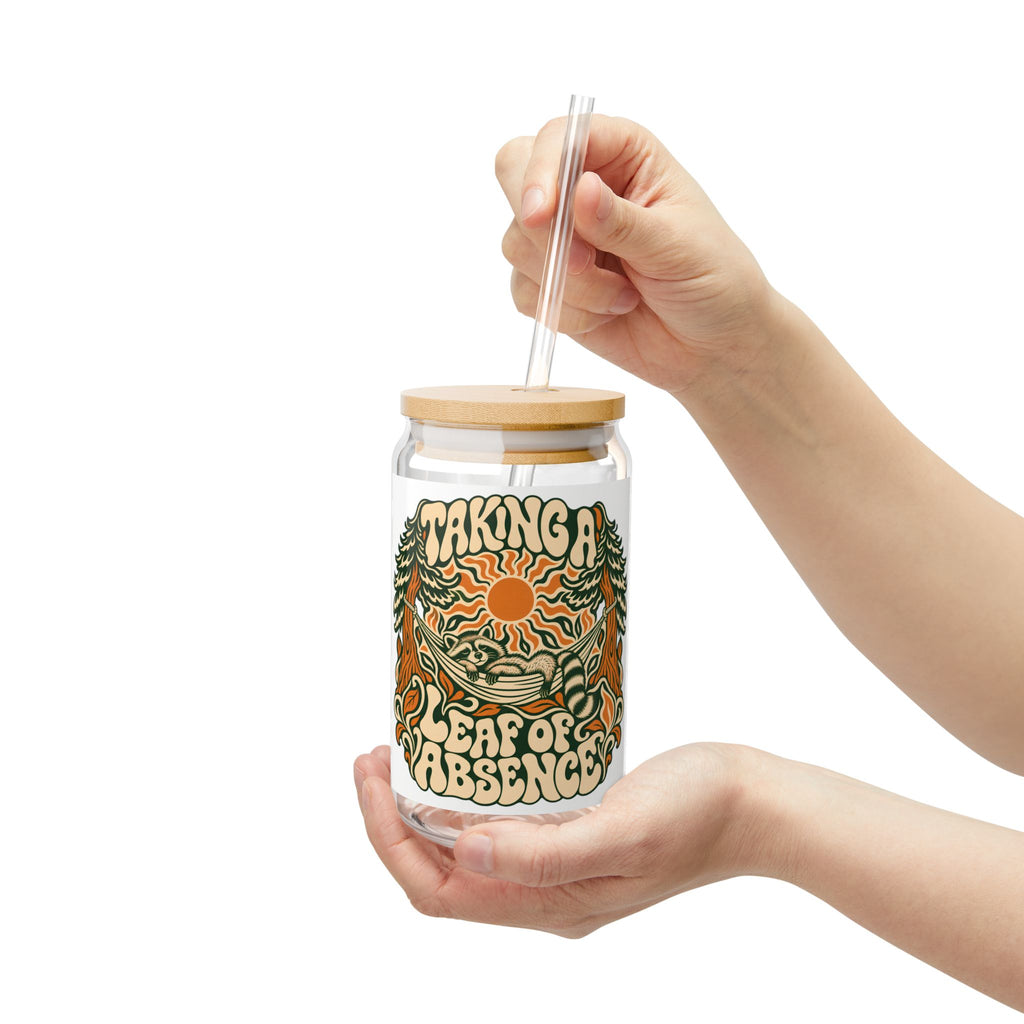 16oz Sipper Glass – 'Taking a Leaf of Absence' Retro Nature Design