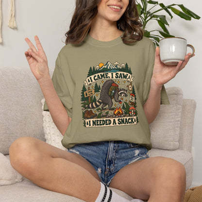 T-Shirt - 'I Came, I Saw, I Needed a Snack' Bear Camping Graphic