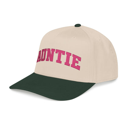 Auntie Baseball Cap — Pink Text Mid-Profile Hat