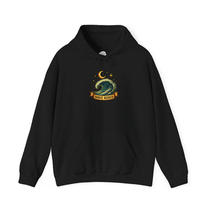 Tarot Surf Hoodie — The Wave Rider Skeleton Surfing Fish, Celestial Ocean Pullover