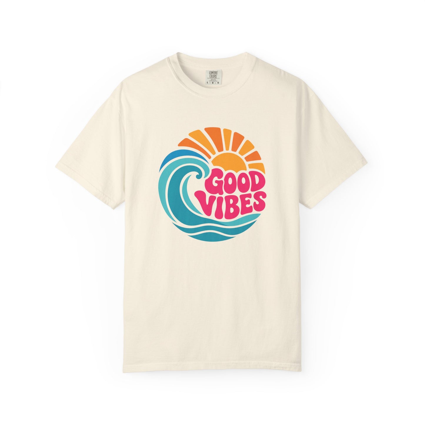 Good Vibes Ocean Retro Beach Graphic T-shirt | Summer Wave Coastal Vacation Tee