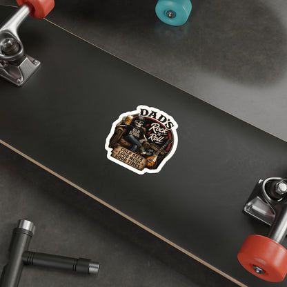 Dad's Rock 'n' Roll Skull Guitar Beer Die-Cut Sticker