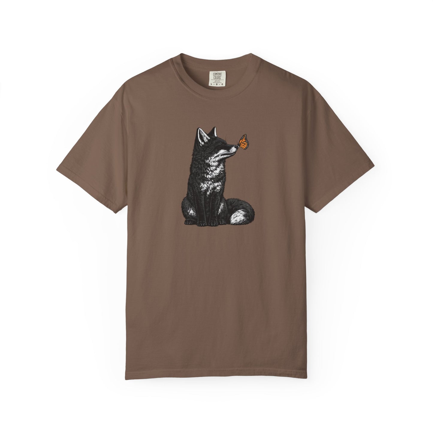 Butterfly Kissing Fox T-Shirt | Fox and Butterfly Illustration Tee
