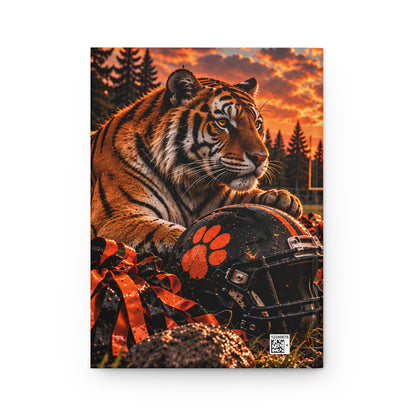 Senior 2027 Football Hardcover Journal — Tiger Mascot Sunset Lined Notebook