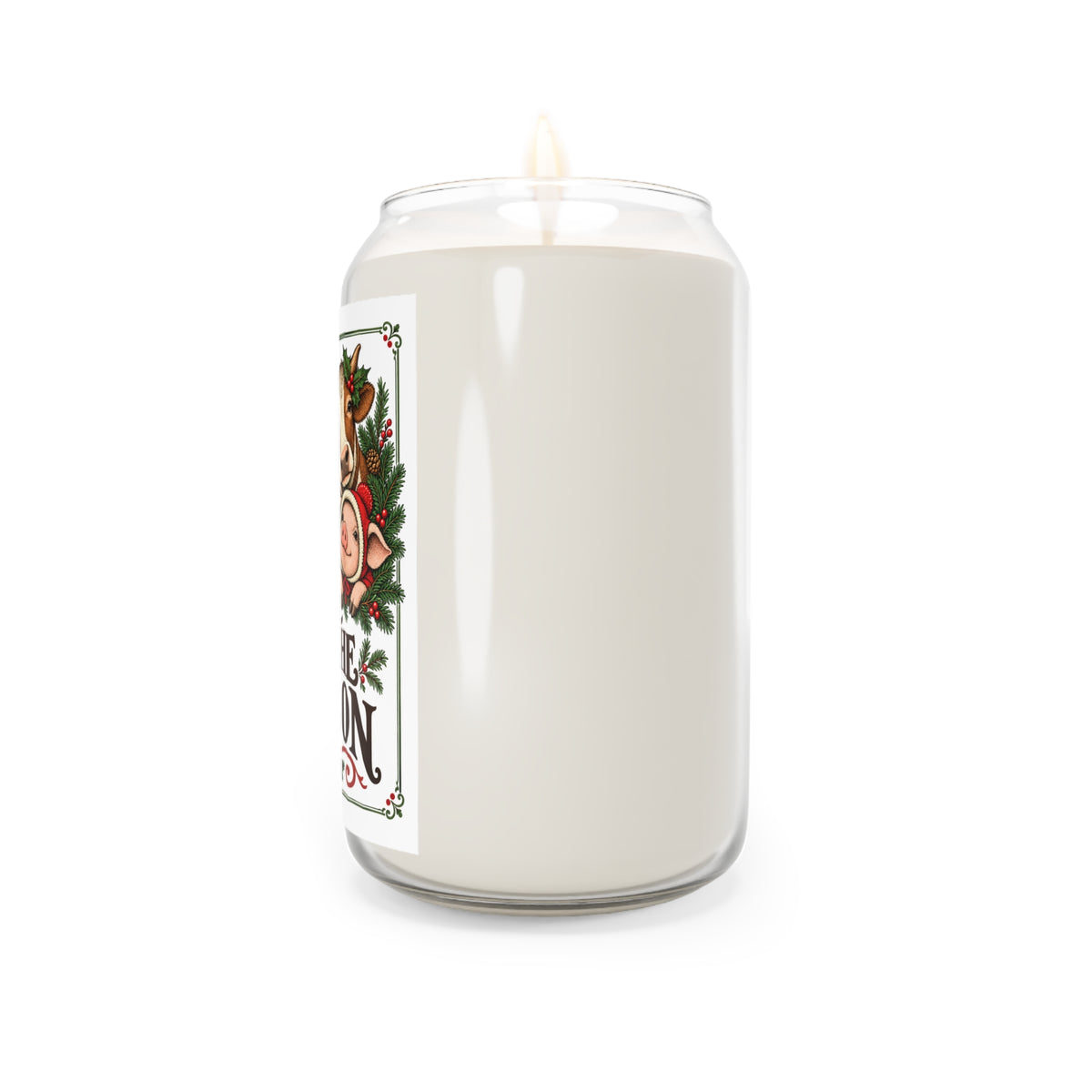 Tis The Season Scented Soy Candle — 13.75oz Holiday Farm Animal Christmas Candle