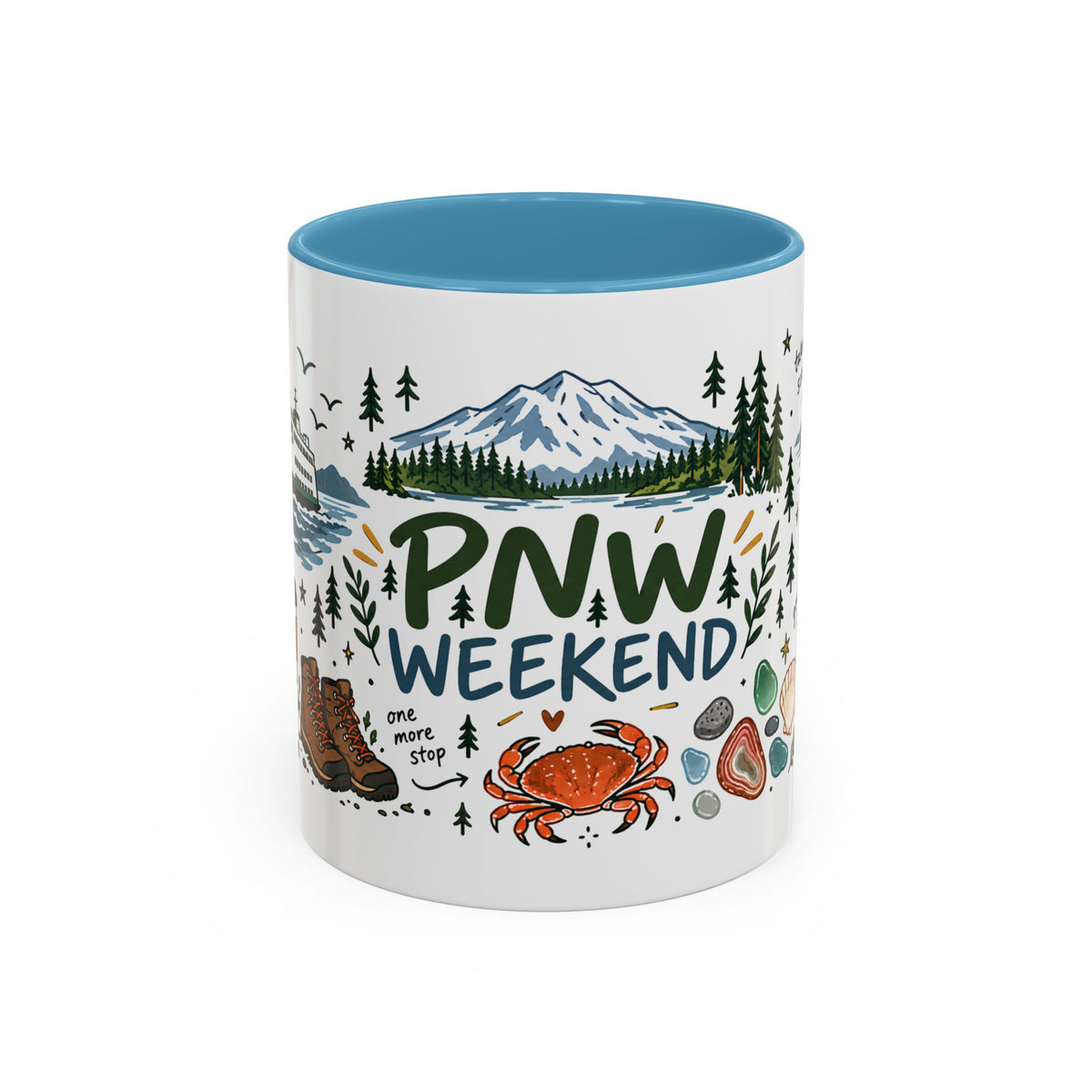 PNW Weekend Accent Coffee Mug — Pacific Northwest Adventure Travel Design (11/15 oz)