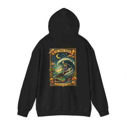 Tarot Surf Hoodie — The Wave Rider Skeleton Surfing Fish, Celestial Ocean Pullover