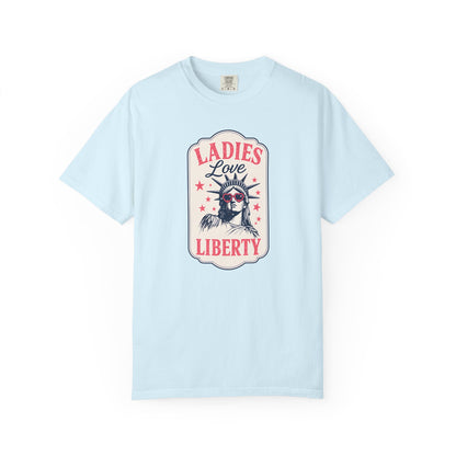 Ladies Love Liberty Statue of Liberty Tee — Fourth of July Independence Day