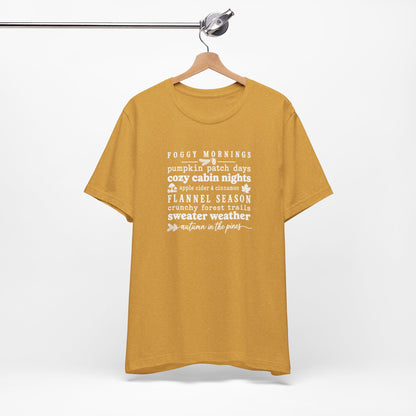 Fall Vibes Tee — "Foggy Mornings, Pumpkin Patch Days" Autumn Graphic Shirt