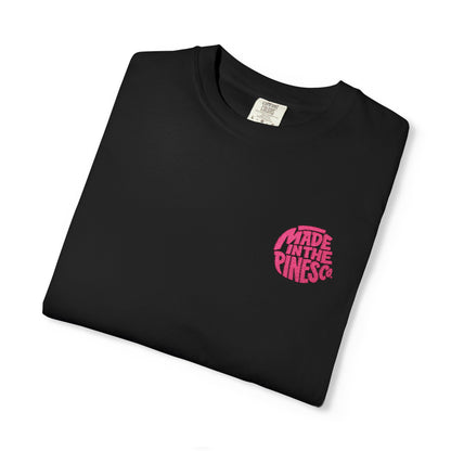 Made in the Pines Co. Embroidered Comfort Colors 1717 T-Shirt | Hot Pink Retro Logo Tee | Garment-Dyed Unisex Shirt