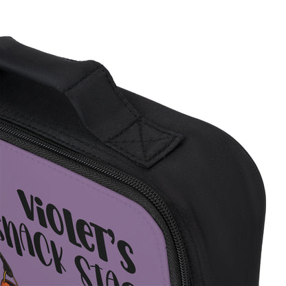 Personalized Halloween Cat Lunch Bag, Custom Name Snack Stash, Purple Retro Black Cat Lunchbox, Spooky Gift for Cat Lovers