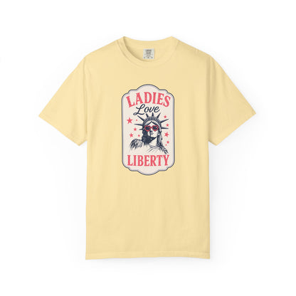 Ladies Love Liberty Statue of Liberty Tee — Fourth of July Independence Day