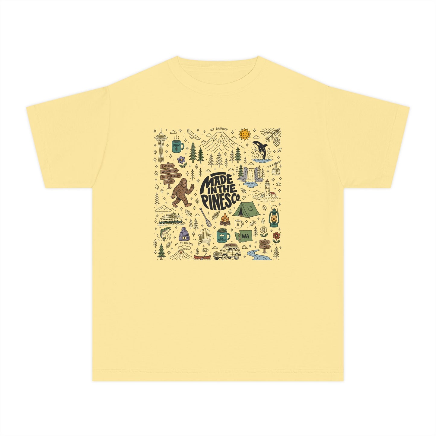 Pacific Northwest Pines Doodle Youth Tee